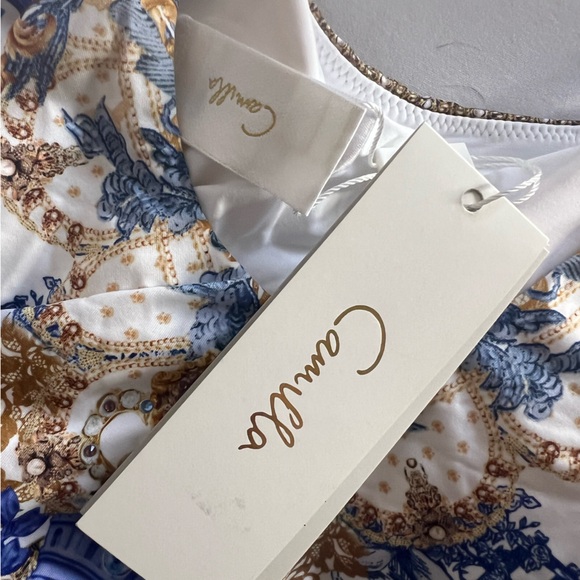 NWT $329 Camilla Blue Gold One Piece Swimsuit Size XS scoop Neck Soulsear - Picture 9 of 13